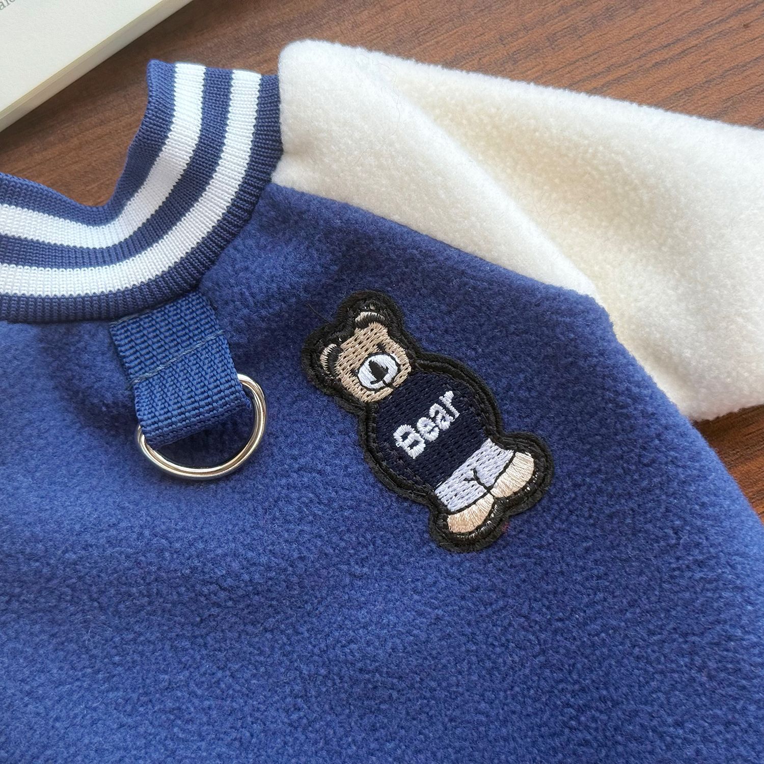 KFX-6876349 Windproof Thickened Fleece Baseball Jacket for Pets - Unisex in Navy Blue and Red, Multiple Sizes Available