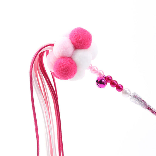 KFX-6877373 Handmade Plush Cat Feather Pompon Toy - Available in Large and Small Sizes