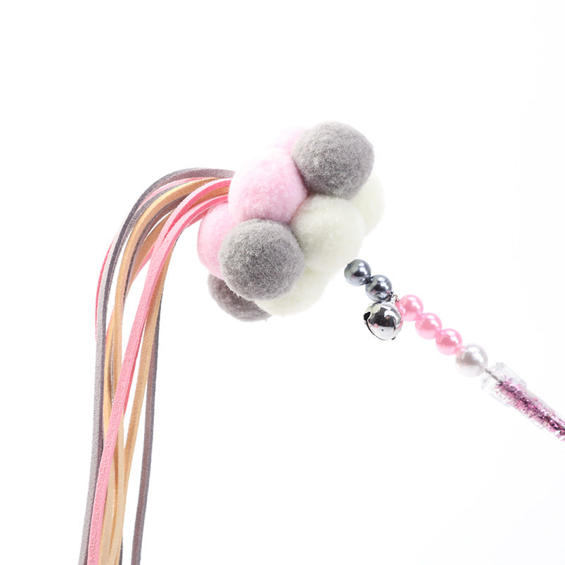 KFX-6877373 Handmade Plush Cat Feather Pompon Toy - Available in Large and Small Sizes