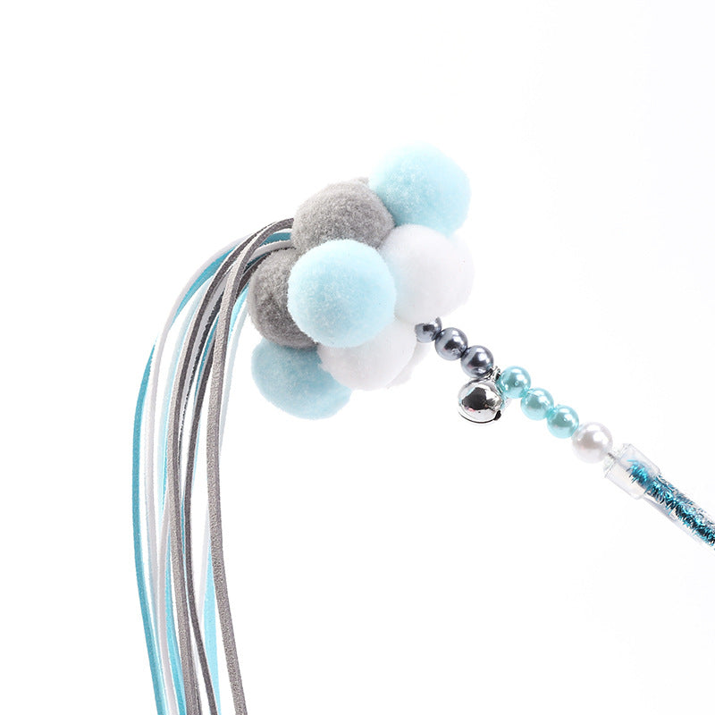 KFX-6877373 Handmade Plush Cat Feather Pompon Toy - Available in Large and Small Sizes