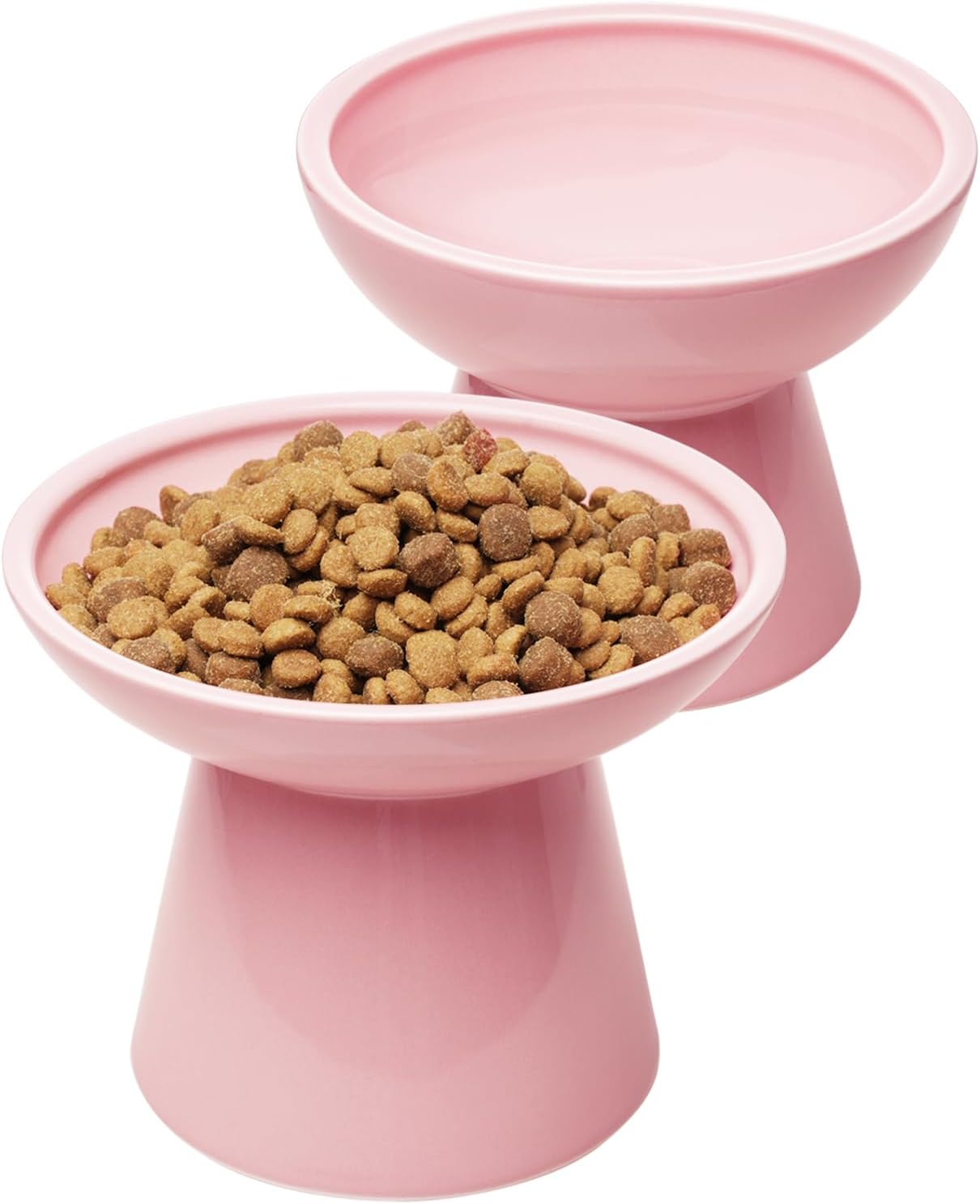 KFX-6878013 Elevated Ceramic Cat Food and Water Bowls, Whisker-Friendly Design, Lead and Cadmium Free