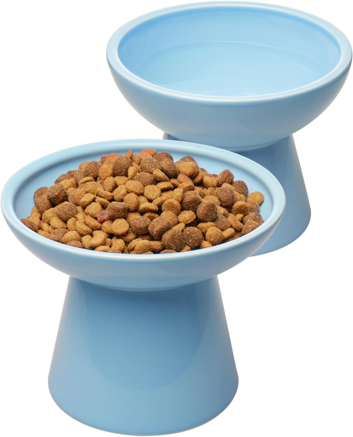 KFX-6878013 Elevated Ceramic Cat Food and Water Bowls, Whisker-Friendly Design, Lead and Cadmium Free