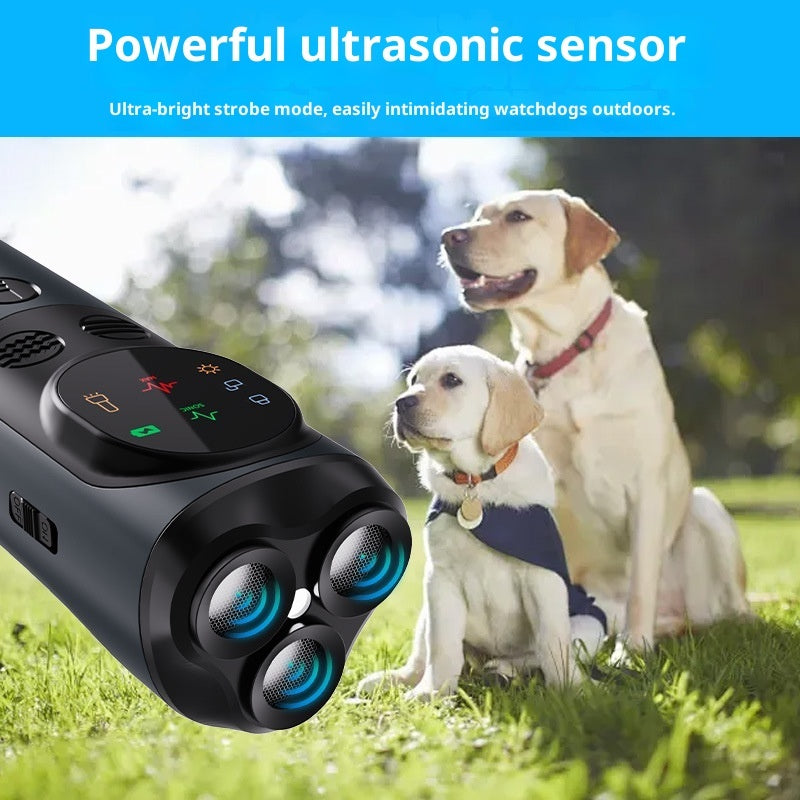 KFX-6879805 Handheld Ultrasonic Dog Repellent Trainer with Light for Bark Control and Anti-Bite Protection