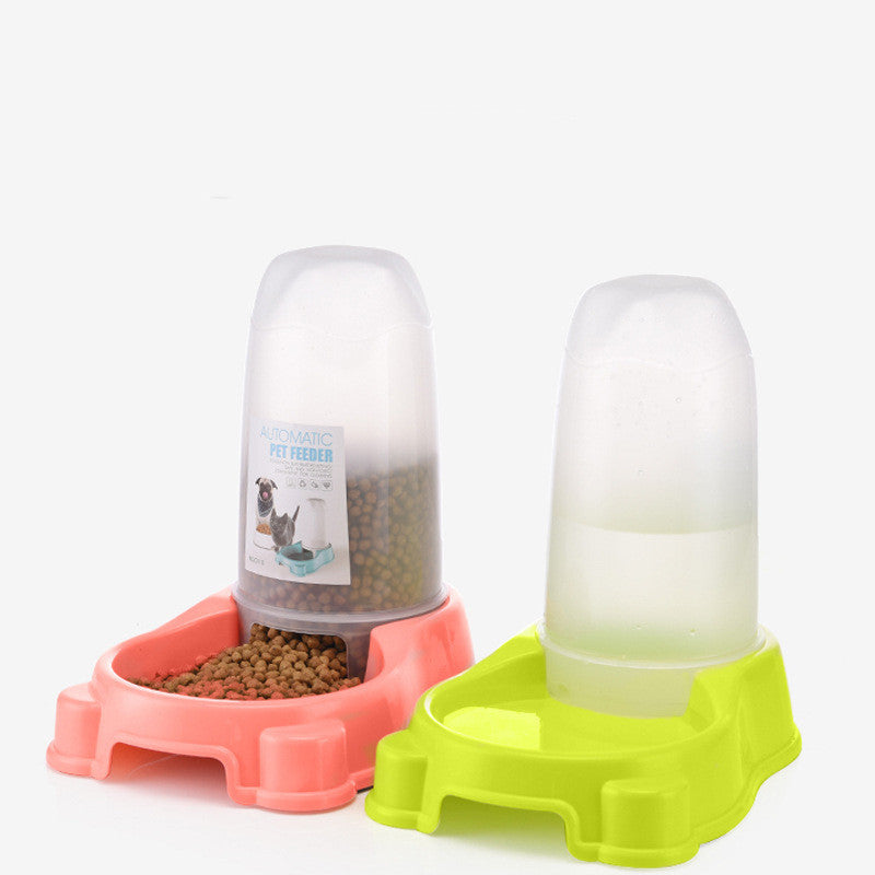 KFX-6880317 Automatic Pet Food and Water Dispenser for Dogs and Cats - Easy to Clean Feeding Bowl in Pink, Blue, or Yellow