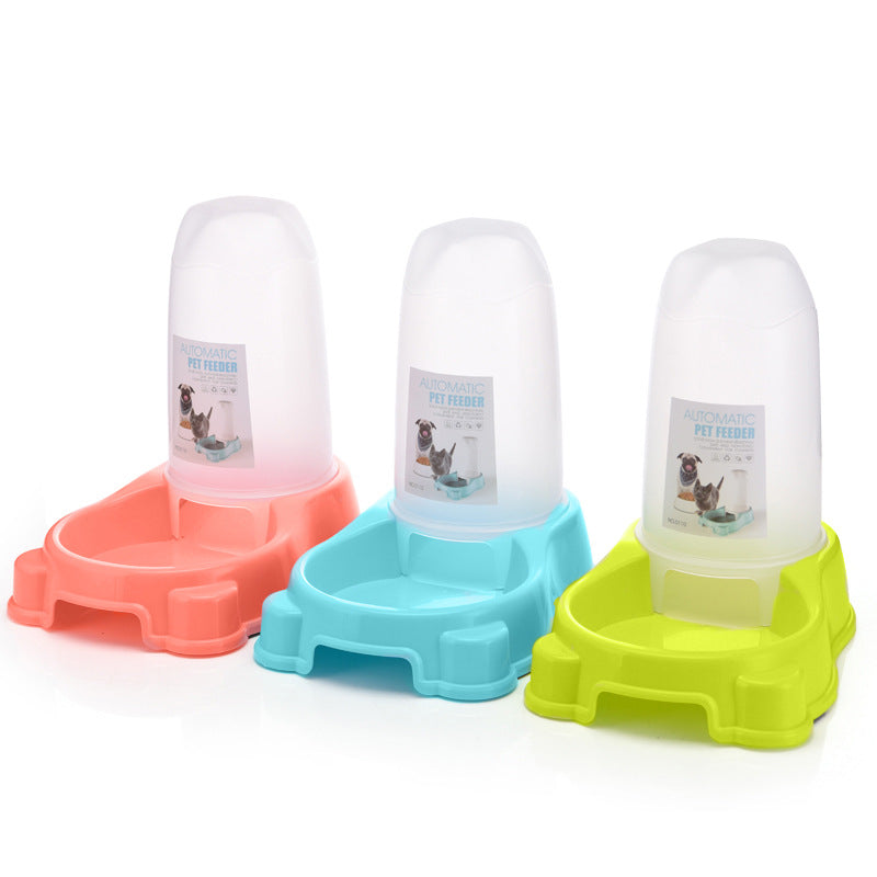 KFX-6880317 Automatic Pet Food and Water Dispenser for Dogs and Cats - Easy to Clean Feeding Bowl in Pink, Blue, or Yellow