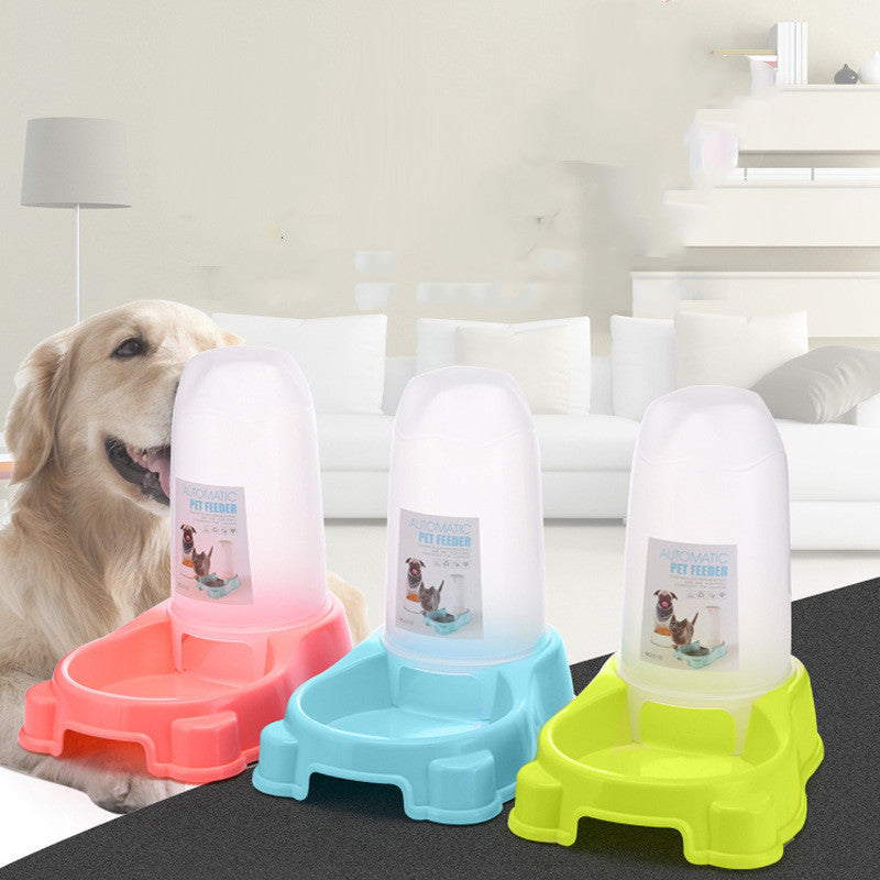 KFX-6880317 Automatic Pet Food and Water Dispenser for Dogs and Cats - Easy to Clean Feeding Bowl in Pink, Blue, or Yellow
