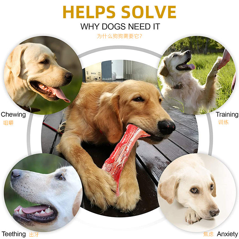 KFX-6881341 Durable Silicone Molar Stick for Dogs - Chewing Simulation Bone for Teething Toys