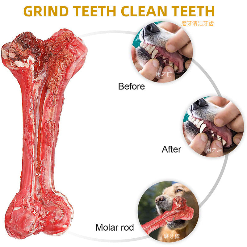 KFX-6881341 Durable Silicone Molar Stick for Dogs - Chewing Simulation Bone for Teething Toys