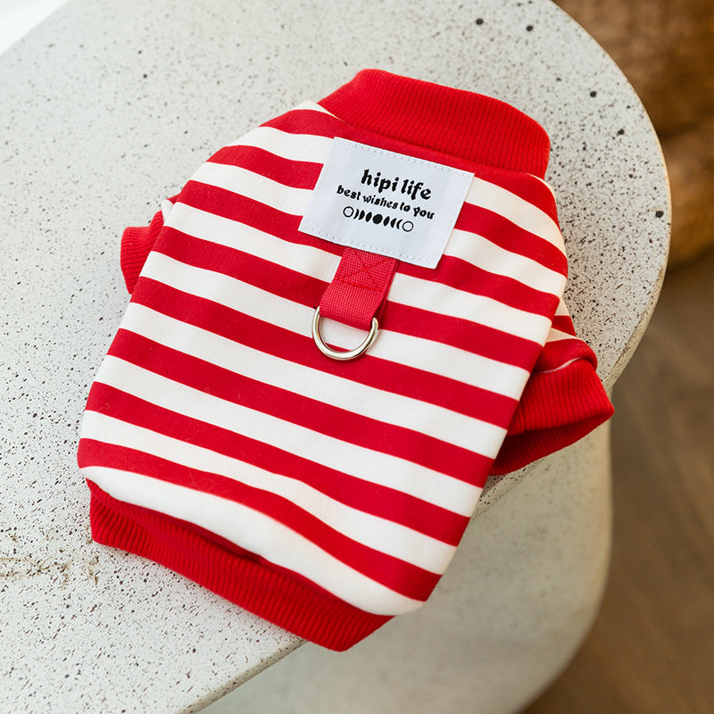 KFX-6881597 Spring Striped Thin Velvet Puppy Sweater for All Breeds