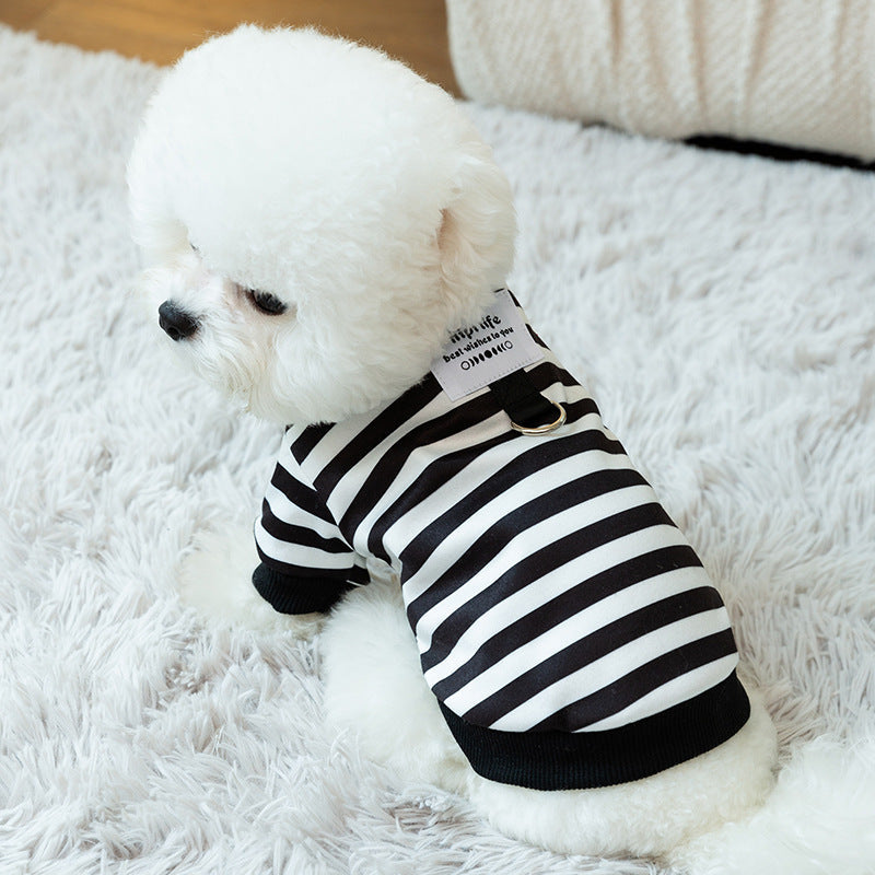 KFX-6881597 Spring Striped Thin Velvet Puppy Sweater for All Breeds