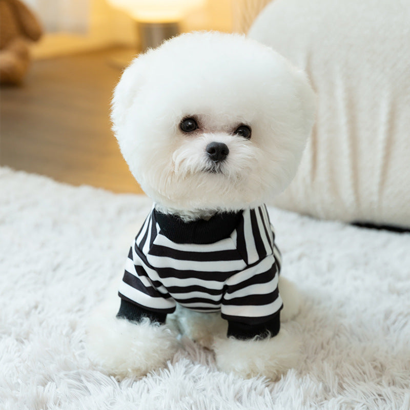 KFX-6881597 Spring Striped Thin Velvet Puppy Sweater for All Breeds