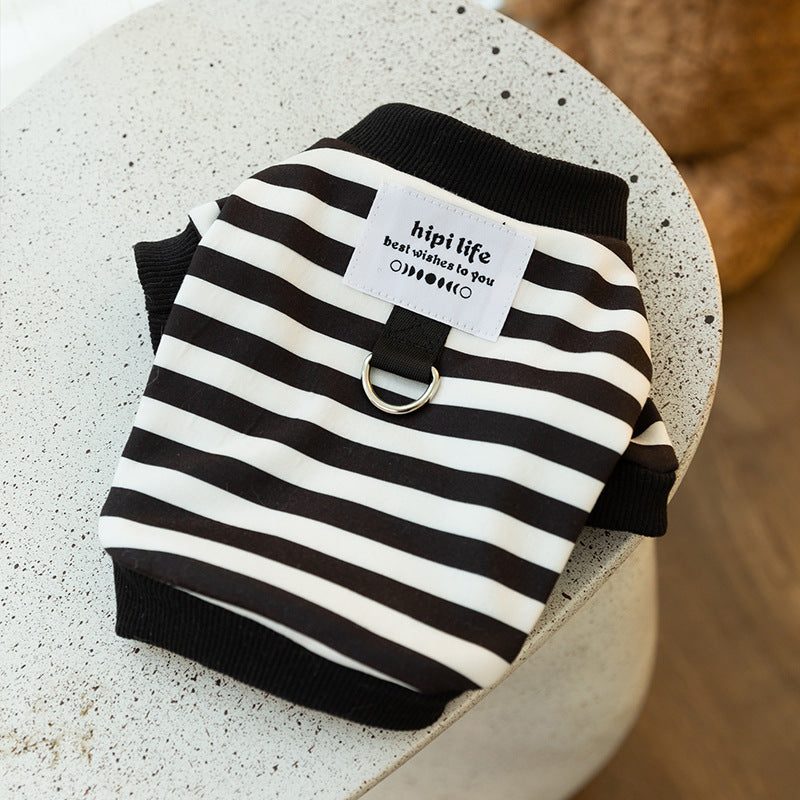 KFX-6881597 Spring Striped Thin Velvet Puppy Sweater for All Breeds