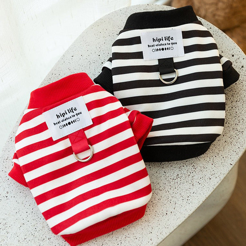 KFX-6881597 Spring Striped Thin Velvet Puppy Sweater for All Breeds