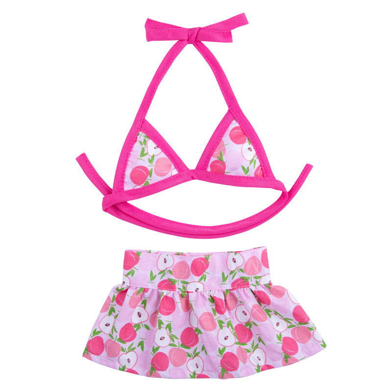 KFX-6882109 Summer Dog Bikini Suit - Pink Dots, Pineapple & Peach - Sizes XS to L