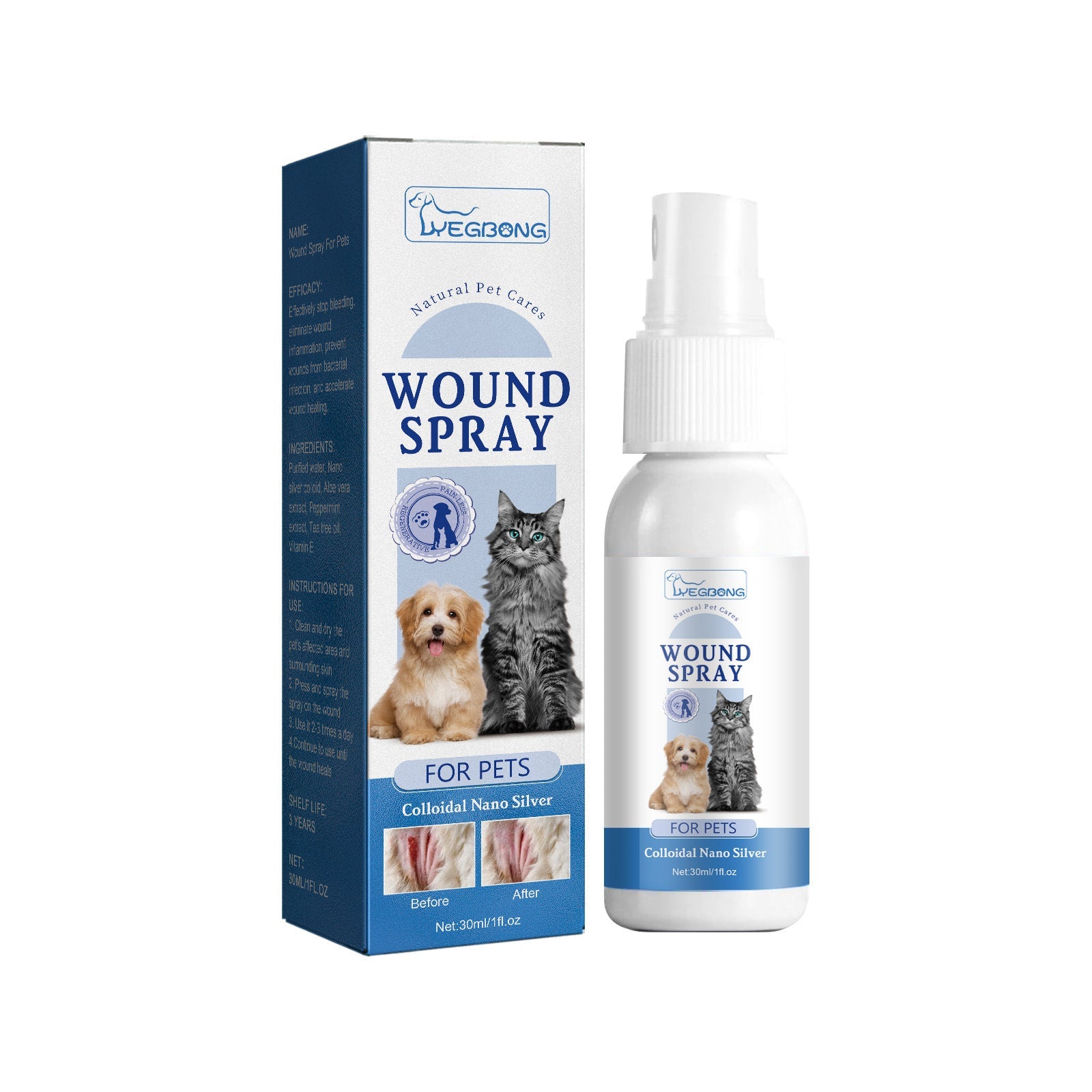 KFX-6884157 Pet Wound Care Spray for Dogs and Cats with Aloe and Tea Tree Oil - 30ml