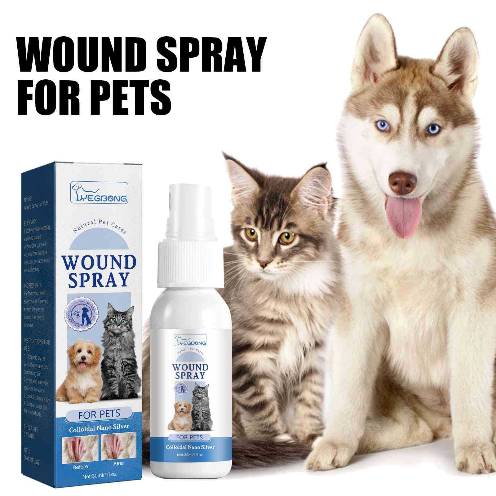 KFX-6884157 Pet Wound Care Spray for Dogs and Cats with Aloe and Tea Tree Oil - 30ml