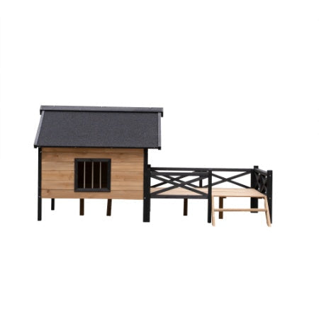 KFX-6885565 Outdoor Large Wooden Cabin Dog Kennel with Porch, Weatherproof Design and Easy Assembly