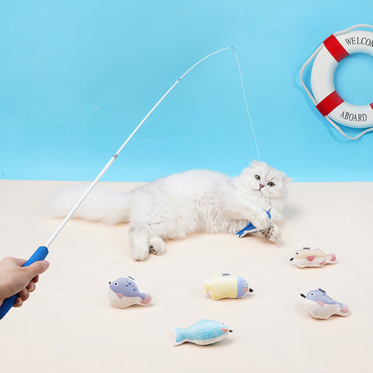 KFX-6887101 Retractable Cat Teaser Toy for Interactive Play and Chewing Fun