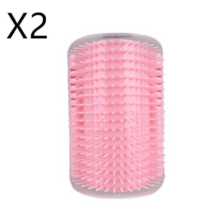 KFX-6887869 Cat Self-Grooming Brush with Cat Mint - Durable Plastic Brush for Loose Hair - Easy to Clean and Install - 9x13cm, Blue/Gray