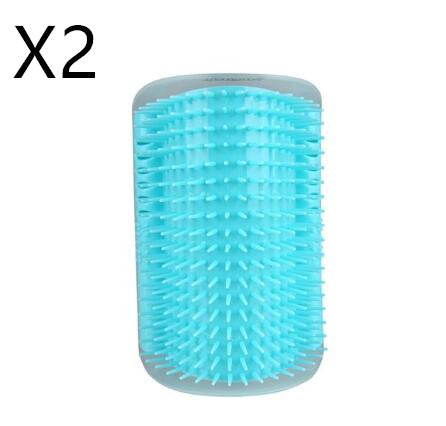 KFX-6887869 Cat Self-Grooming Brush with Cat Mint - Durable Plastic Brush for Loose Hair - Easy to Clean and Install - 9x13cm, Blue/Gray