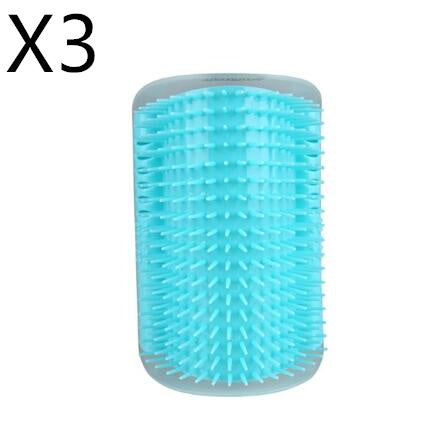 KFX-6887869 Cat Self-Grooming Brush with Cat Mint - Durable Plastic Brush for Loose Hair - Easy to Clean and Install - 9x13cm, Blue/Gray