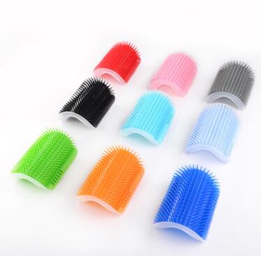 KFX-6887869 Cat Self-Grooming Brush with Cat Mint - Durable Plastic Brush for Loose Hair - Easy to Clean and Install - 9x13cm, Blue/Gray