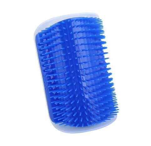 KFX-6887869 Cat Self-Grooming Brush with Cat Mint - Durable Plastic Brush for Loose Hair - Easy to Clean and Install - 9x13cm, Blue/Gray