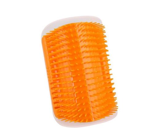 KFX-6887869 Cat Self-Grooming Brush with Cat Mint - Durable Plastic Brush for Loose Hair - Easy to Clean and Install - 9x13cm, Blue/Gray