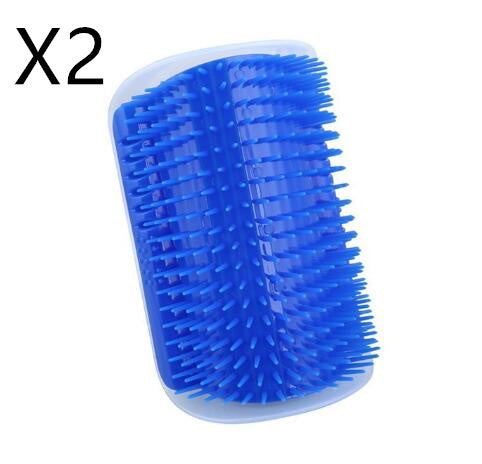 KFX-6887869 Cat Self-Grooming Brush with Cat Mint - Durable Plastic Brush for Loose Hair - Easy to Clean and Install - 9x13cm, Blue/Gray