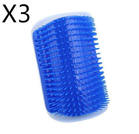 KFX-6887869 Cat Self-Grooming Brush with Cat Mint - Durable Plastic Brush for Loose Hair - Easy to Clean and Install - 9x13cm, Blue/Gray