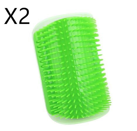 KFX-6887869 Cat Self-Grooming Brush with Cat Mint - Durable Plastic Brush for Loose Hair - Easy to Clean and Install - 9x13cm, Blue/Gray