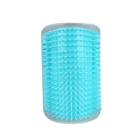 KFX-6887869 Cat Self-Grooming Brush with Cat Mint - Durable Plastic Brush for Loose Hair - Easy to Clean and Install - 9x13cm, Blue/Gray