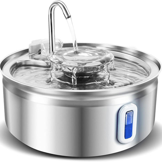 KFX-6888125 Stainless Steel Pet Water Dispenser with Faucet Design and 3.2L Capacity