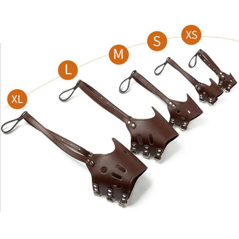 KFX-6891709 Adjustable Leather Muzzle for Small Dogs - Bite Proof, Multiple Sizes Available