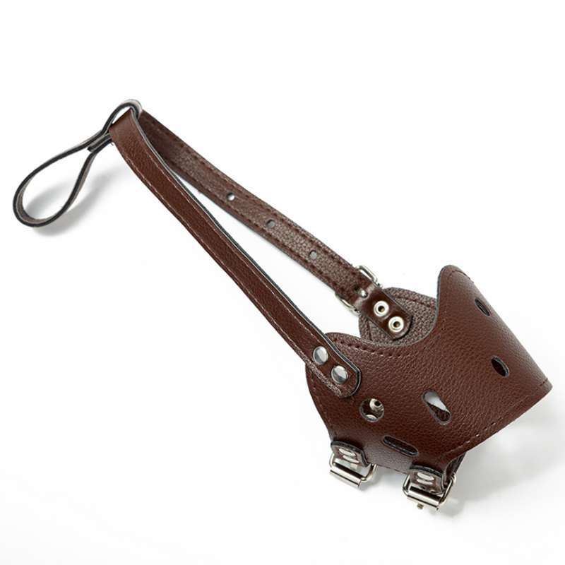 KFX-6891709 Adjustable Leather Muzzle for Small Dogs - Bite Proof, Multiple Sizes Available