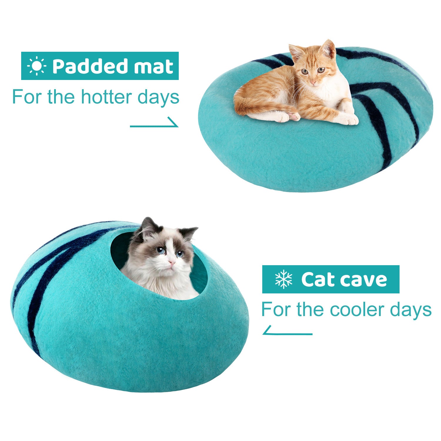 KFX-6892093 Cozy Blue Wool Pet Nest with Cat Hole - Soft and Warm Shelter for Small Pets