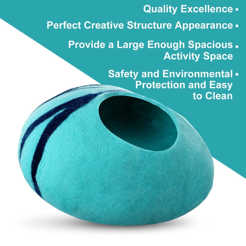KFX-6892093 Cozy Blue Wool Pet Nest with Cat Hole - Soft and Warm Shelter for Small Pets