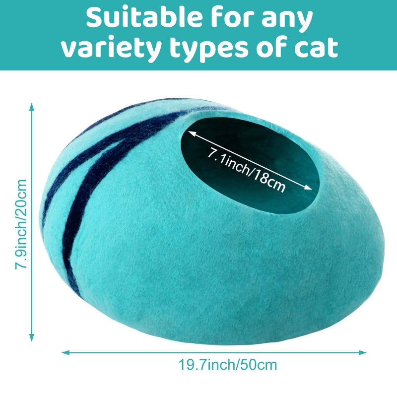 KFX-6892093 Cozy Blue Wool Pet Nest with Cat Hole - Soft and Warm Shelter for Small Pets