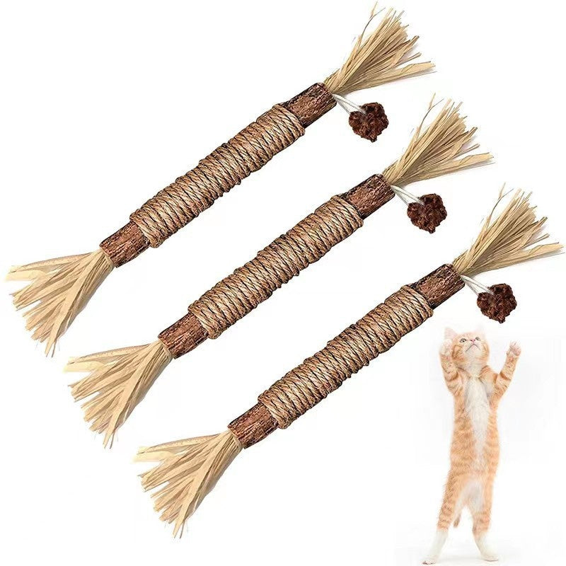 KFX-6892861 Funny Cat Molar Bite Stick Toy – Cotton Thread Pet Chew Stick, Available in Sets of 1, 3, or 5