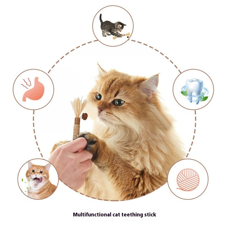 KFX-6892861 Funny Cat Molar Bite Stick Toy – Cotton Thread Pet Chew Stick, Available in Sets of 1, 3, or 5