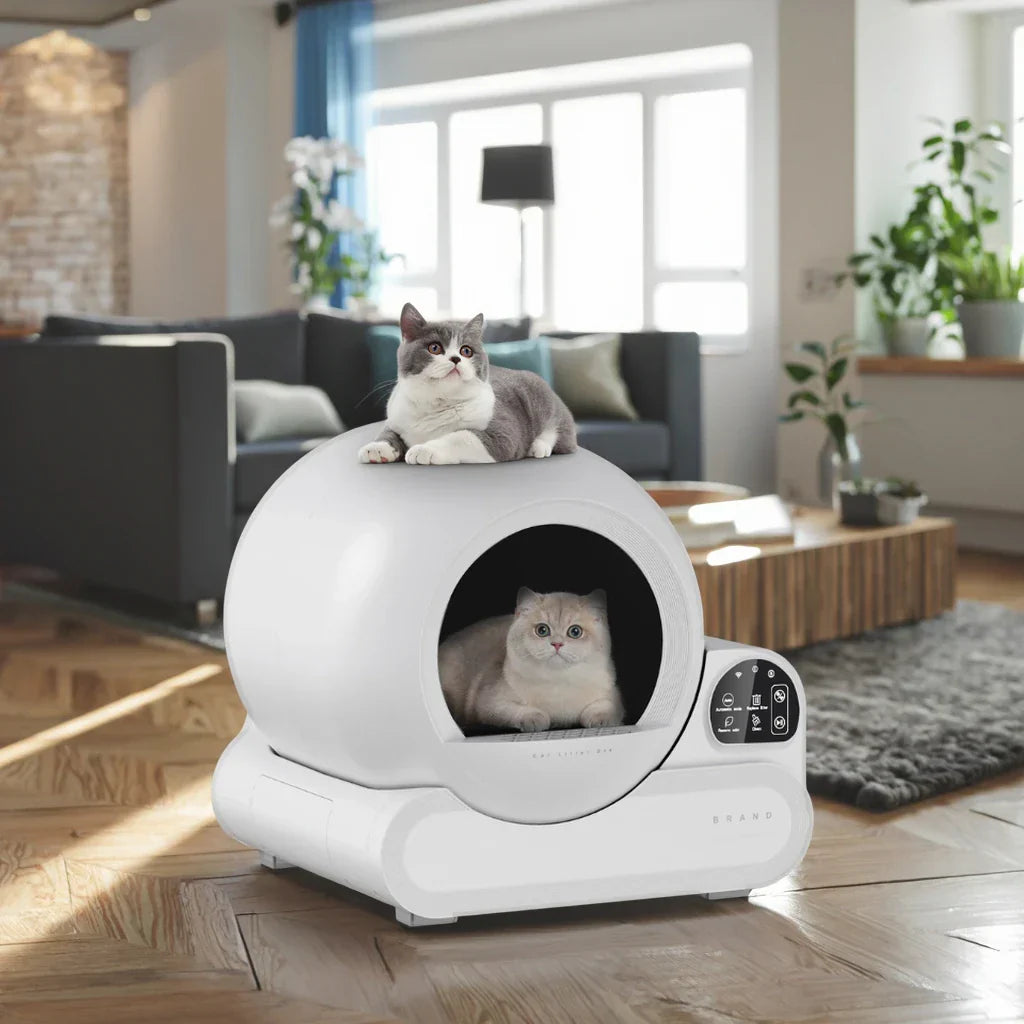 KFX-689363 Smart Semi-Automatic Cat Litter Box with 70L Capacity, Odor Control, and Easy Clean Design for Cats Up to 10kg