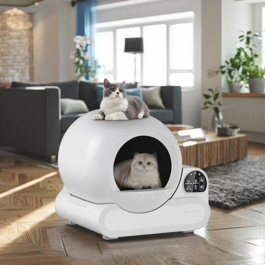 KFX-689363 Smart Semi-Automatic Cat Litter Box with 70L Capacity, Odor Control, and Easy Clean Design for Cats Up to 10kg