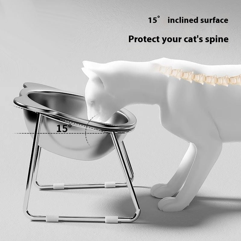 KFX-6894013 Elevated Stainless Steel Cat Water Bowl with Neck Protector Rack