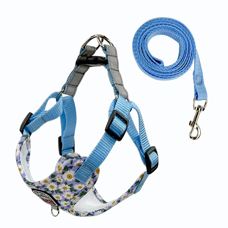 KFX-6897085 Lavender, Mint Green, and Peach Powder Dog Traction Rope with Chest Strap and Lead Rope
