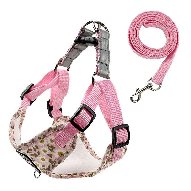 KFX-6897085 Lavender, Mint Green, and Peach Powder Dog Traction Rope with Chest Strap and Lead Rope