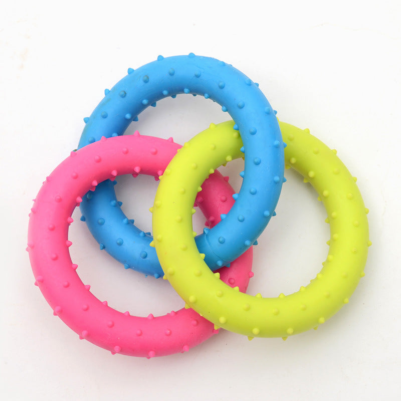 KFX-6898621 Three-Color TPR Rubber Ring Toy for Dogs - Durable Chew and Molar Stimulating Toy