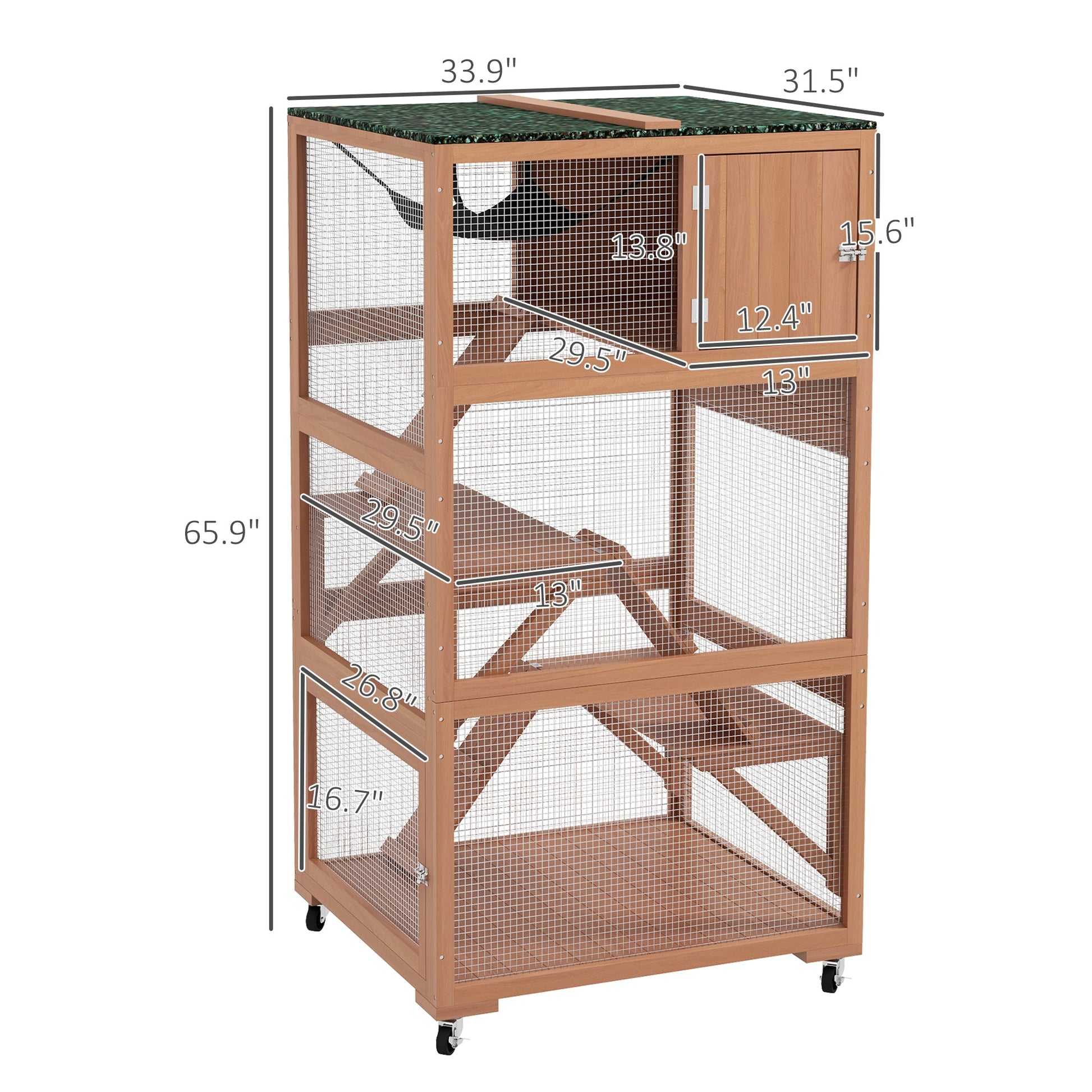 KFX-6901821 Outdoor Cat Enclosure with Wheels, Hammock and Sleeping Box, Orange and Green