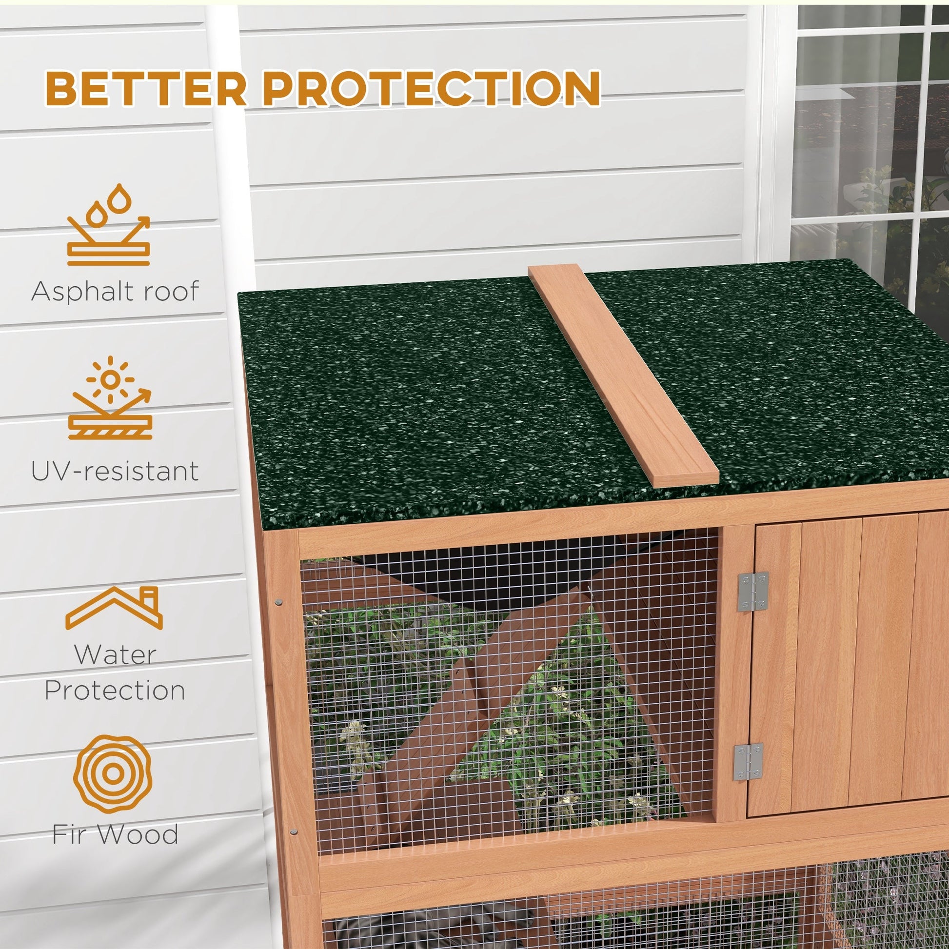 KFX-6901821 Outdoor Cat Enclosure with Wheels, Hammock and Sleeping Box, Orange and Green