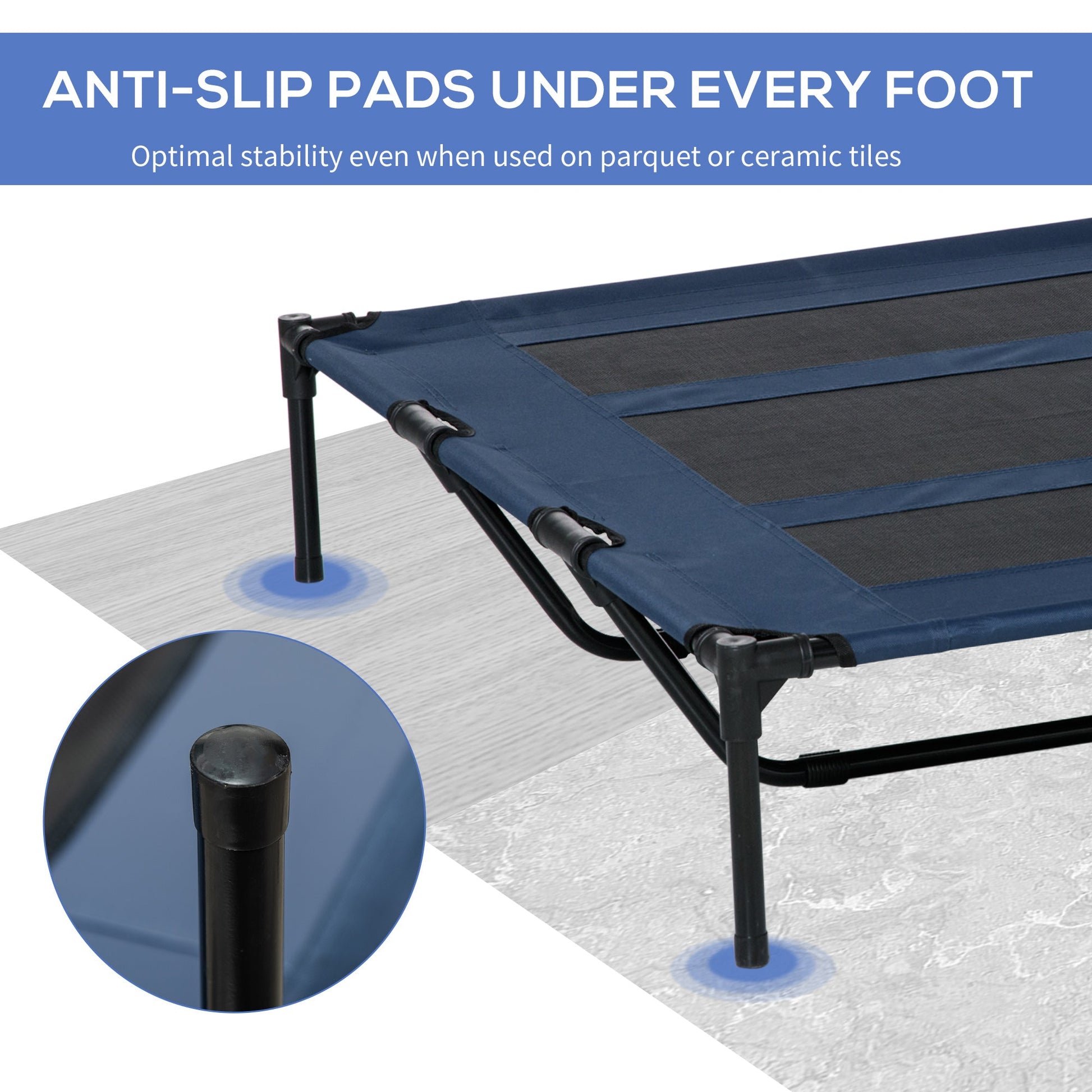 KFX-6902205 Elevated Dark Blue Dog Bed with Carry Bag for Indoor and Outdoor Use, Fits XXL Dogs Up to 110 lbs