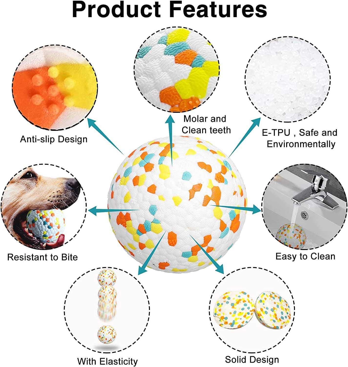 KFX-6905021 Soft Floating Dog Toy Ball and Ring – Interactive Chew Toy for Medium and Large Dogs, Durable and Easy to Clean